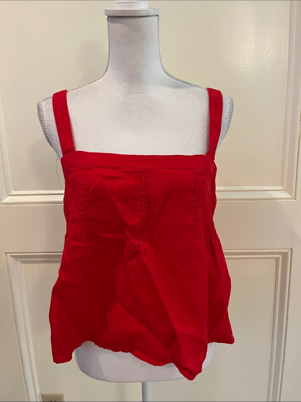 J. Crew Red Square Neck Linen Top
